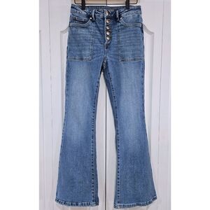 MICHAEL KORS Light Wash Gold Button Flare Denim Size 4